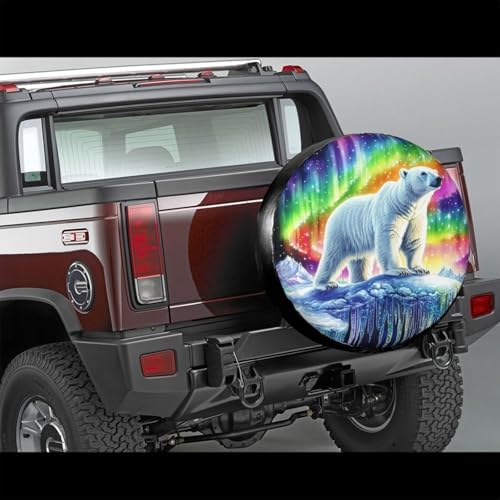 Colorful Northern Lights Bear Spare Tire Cover - Image 2