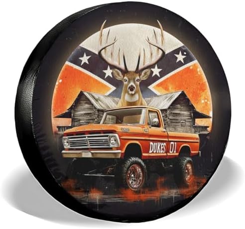 GENANY Deer Vintage Truck Thick PVC Leather Spare Tire Cover Size 17 by GENANY