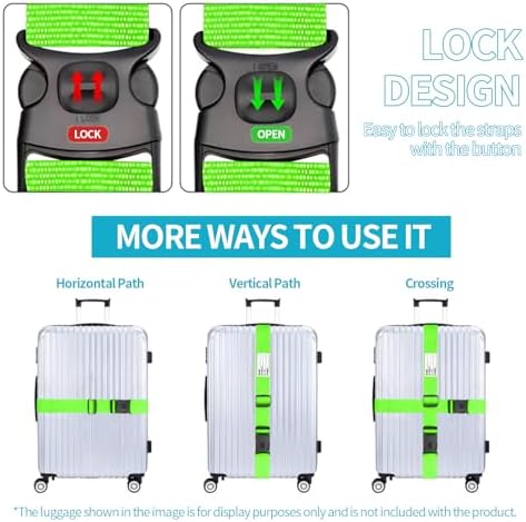 BILIONE Luggage Straps for Suitcases, Adjustable Lockable Suitcase Straps - Image 2