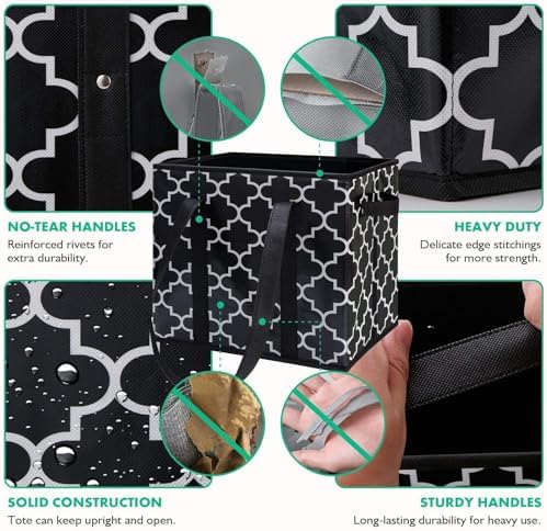 WISELIFE Reusable Grocery Bags 3-Pack Foldable Washable Large Storage Bins - Image 6