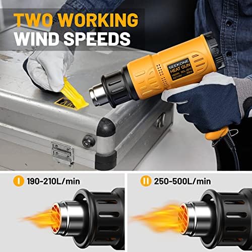 SEEKONE 1800W Heat Gun with Carry Case 122℉-1112℉ Variable Temp - Image 3