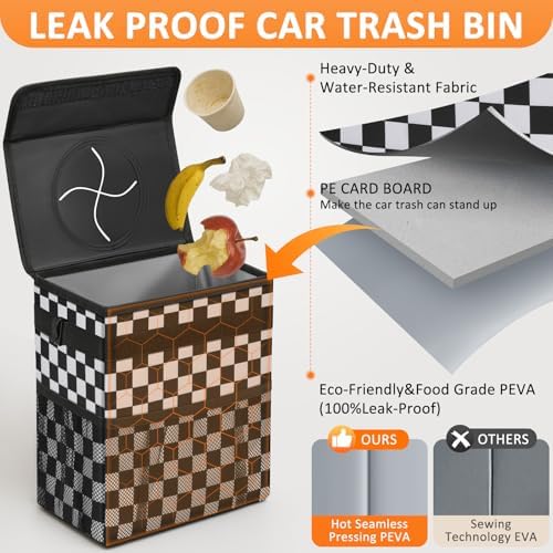Vankor Car Trash Can with Lid Leak Proof Car Accessories - Image 3