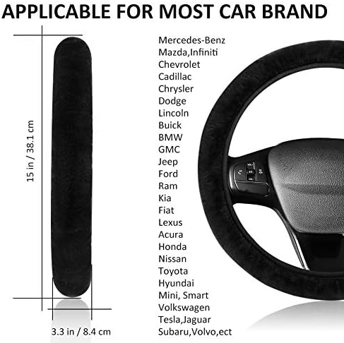 Fluffy Steering Wheel Cover for Women Girls, Accmor Universal Fit 15 inch Fur - Image 2