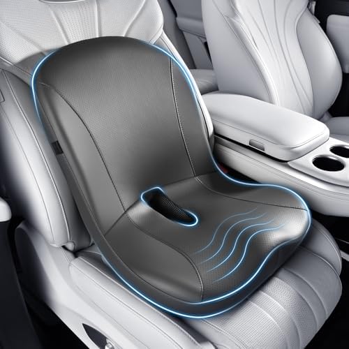 Coverado Car Seat Cushion and Lumbar Support Pillow One Piece, Napa Leather by COVERADOAUTO
