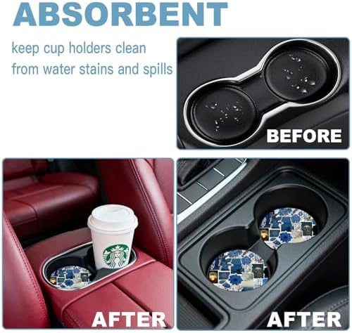 Ceramic Car Cup Holder Coasters Set of 2, 2.56 in Puzzle - Image 7