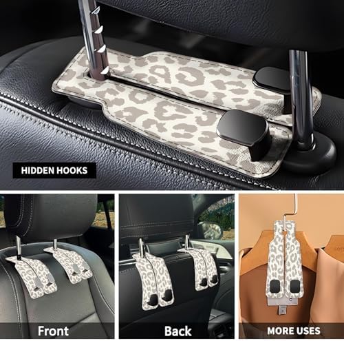 Car Seat Headrest Hook, Universal Leather Cute Hanger Holder Hook, Storage - Image 3