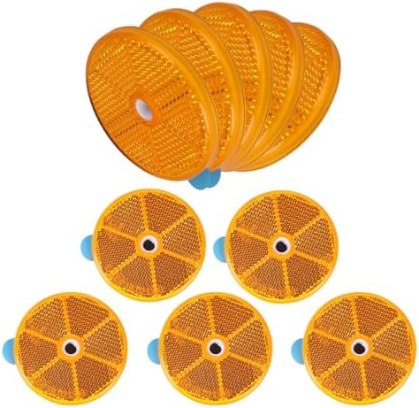 10 Pack Yellow Self Adhesive and Screw on Round Reflectors DOT - Image 6