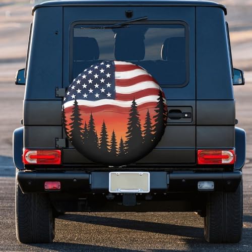 American Flag Forest Sunset Spare Tire Cover - Image 3