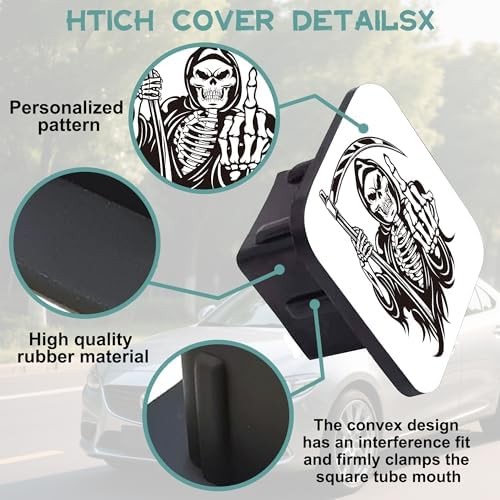 Railer Hitch Cover, Grim Reaper Gesturing Tow Hitch Cover - Image 4