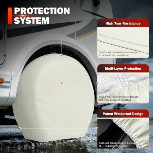 Explore Land Tire Covers 2 Pack Fit Tire Diameters 23-25.75 inch, Off White - Image 2