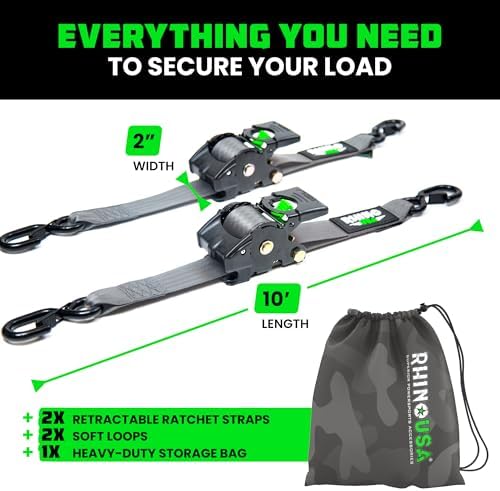 Rhino USA Retractable Ratchet Straps - 2in x 10ft - Image 5