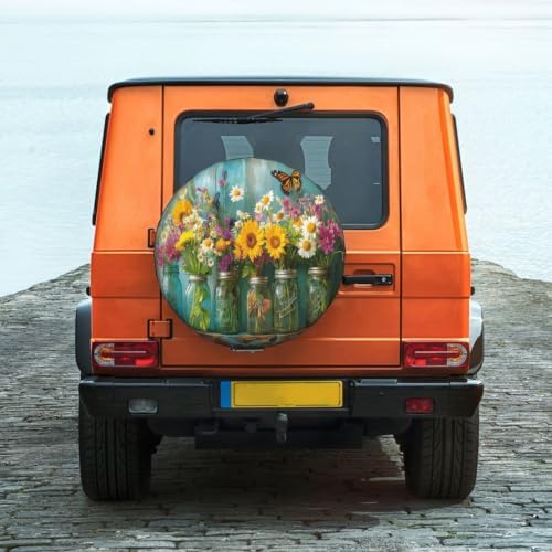 Colorful Flower Spare Tire Cover Waterproof Wheel Cover 16 Inch Universal Fit - Image 2