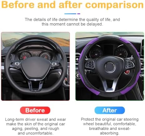 Osilly 15 Inch Carbon Fiber PU Leather Steering Wheel Cover - Image 4