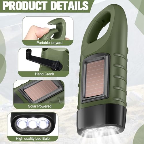 Leelosp 9 Pcs Hand Crank Solar Flashlight Emergency LED - Image 3