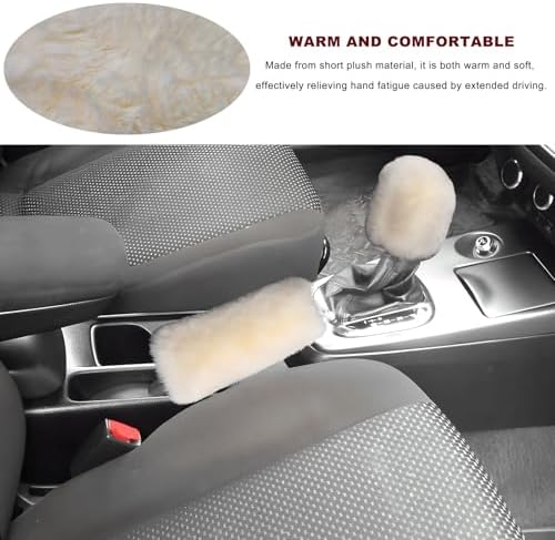 2PCS Fluffy Car Gear Shift Knob & Handbrake Cover, Comfortable Plush Shifter - Image 4