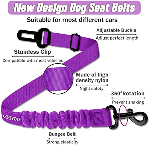 COOYOO Dog Seat Belt, 3 Piece Set Retractable Dog Car Harness Adjustable - Image 3