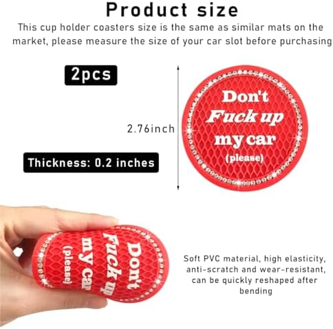 2 PCS Bling Car Cup Coaster, 2.75 Inch Anti-Slip Cup Holder Insert Coasters - Image 2