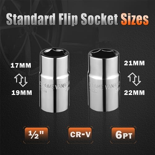 Extendable Lug Wrench with Flip Sockets, 4-in-1 Tire Tool Set - Image 5