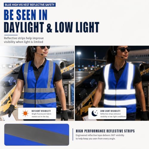 AYKRM 12 colour High visibility viz vest hi vis viz reflective work - Image 3
