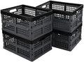 4-Pack 15 L Plastic Collapsible Storage Crates, Folding Baskets by Hommp