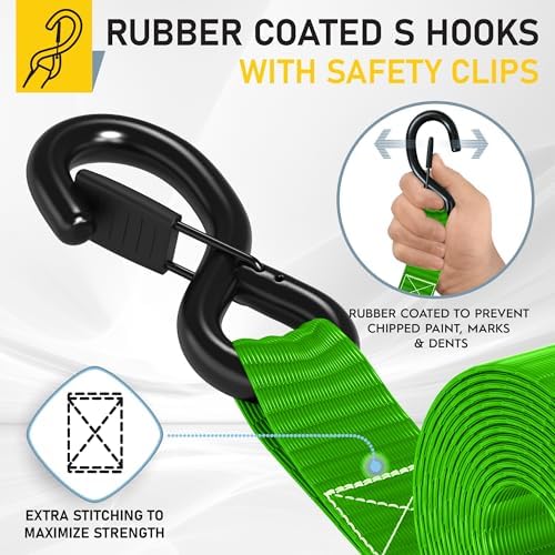 AUGO Heavy Duty Ratchet Straps & Soft Loops – Pack of 4 Extra Strong 1.5” by - Image 3