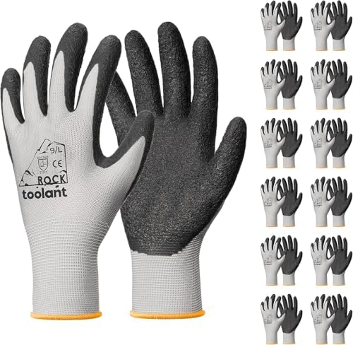 toolant Crinkle Latex Work Gloves, 12 Pairs by toolant