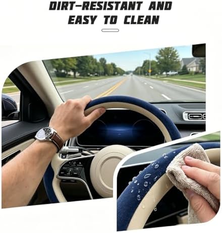 Mandark 15 Inch Car Steering Wheel Cover, Dark Blue - Image 6