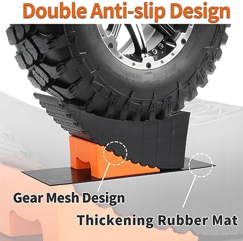 OULEME 6" Raised Tire Ramp Aid, Curved Tandem Wheel Leveler & Chock 1PK - Image 5