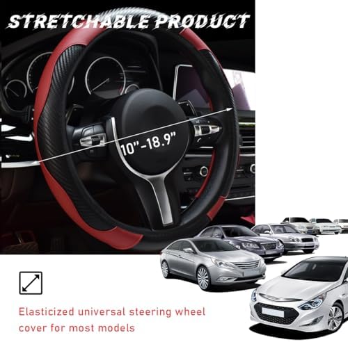 povtii Car Steering Wheel Cover, 15 Inch Leather Breathable Auto Steering Wheel - Image 2