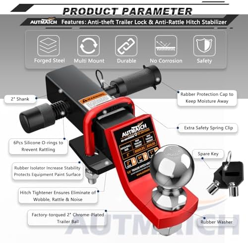 AUTMATCH Trailer Hitch Ball Mount - Image 4
