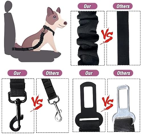 COOYOO Dog Seat Belt, 3 Piece Set Retractable Dog Car Adjustable Seatbelts - Image 4