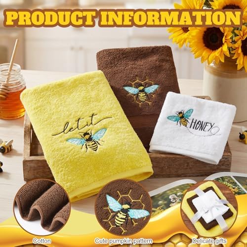 Peryiter 3 Pack Honey Bee Decorative Bath Towel Set - Image 2