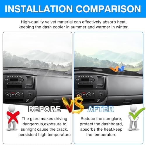 Autorder Dashboard Cover Mat for 2006-2008 Dodge Ram 1500 2500 3500, 2009 Dodge - Image 3