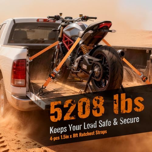 Retractable Ratchet Straps 4 Pack, 5208LBS Break Strength - Image 2
