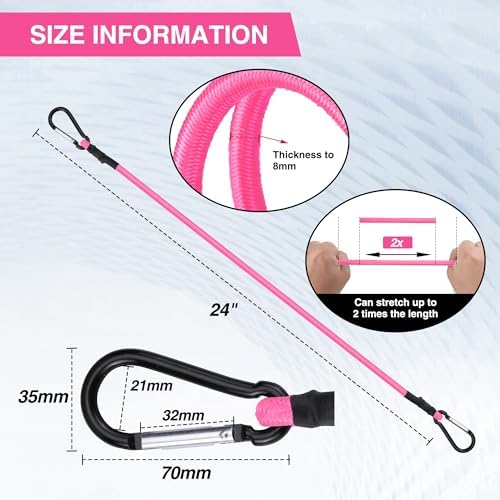 WORKPRO 24" Bungee Cords with Hooks, 4 Pack Heavy Duty Outdoor Bungee Strap - Image 3