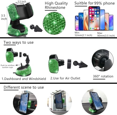 NBTEPEM 27 PCs Green Bling Car Accessories Set - Image 5