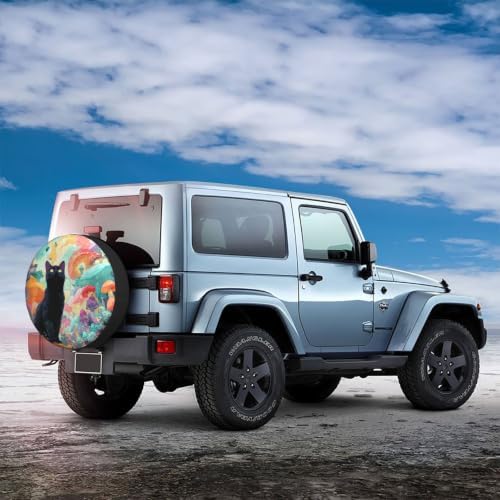 Black Cat Spare Tire Cover Waterproof Wheel Cover 15 Inch Universal Fit - Image 3