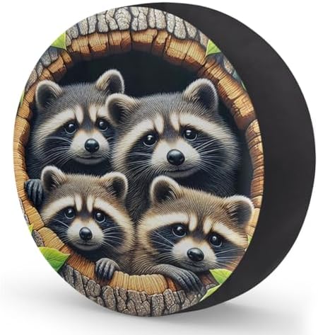 Rv Spare Tire Cover Wheel Funny Animal Raccoon Tire Covers Wheel Protectors - Image 2