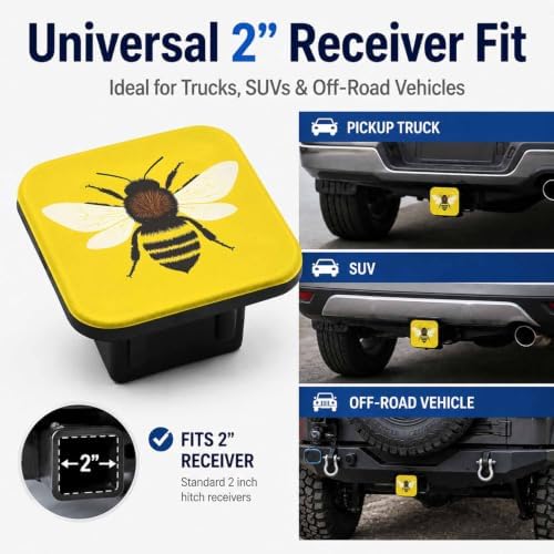 2" Hitch Cover Yellow Bee Rubber Towing Hitch Covers Hitch Protector - Image 4