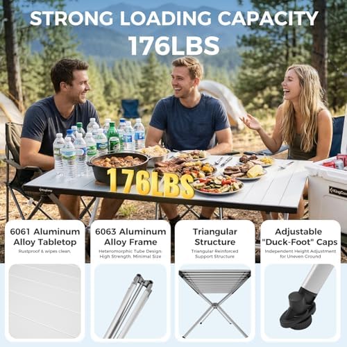 KingCamp Large 47" Folding Camping Table, Lightweight Outdoor Table 176 Lbs - Image 6