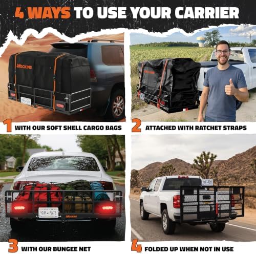 Mockins 66"x30"x14" High Rail Trailer Hitch Cargo Carrier - Image 3