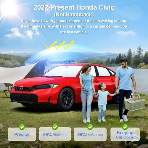 8pcs Car Window Shades for Honda Civic 2022-2026 Accessories, Windshield Side - Image 2