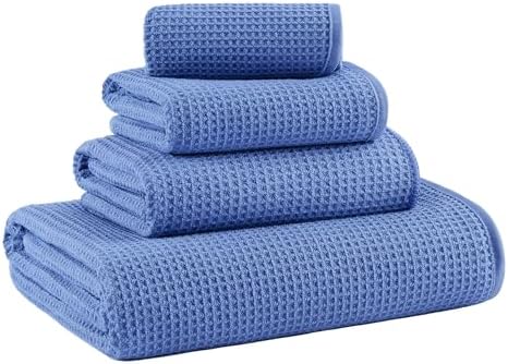 MICROFI Waffle Weave Bath Towel Set, Microfiber, 4 Pieces, Quick Dry, by Unknown