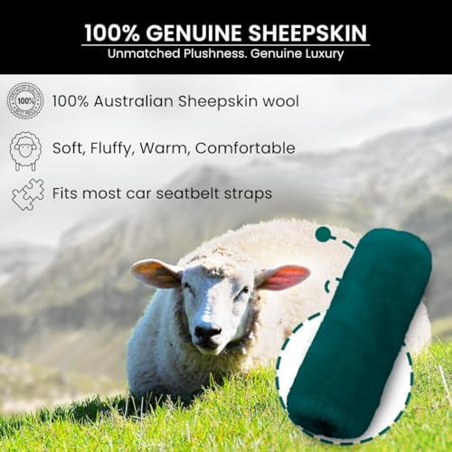 Andalus Genuine Sheepskin Car Seat Belt Cover Pad – Soft Fuzzy, Comfy Fluffy - Image 2