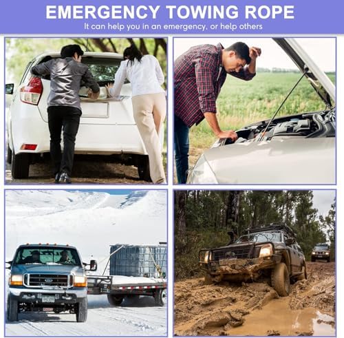 4 Pack Tow Strap 2" x13' Heavy Duty Blue Nylon Recovery Hooks Emergency - Image 6