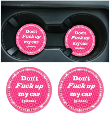 2 PCS Bling Car Cup Coaster, 2.75 Inch Anti-Slip Cup Holder Insert Coasters by Sylvil