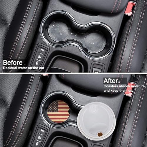 Boao 8 Packs USA Flag Car Cup Coasters Ceramic Car Coasters 2.56 Inch Stone - Image 4