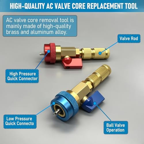 R134A Valve Core Quick Removal Tool Set. AC Schrader Valve Tool - Image 5