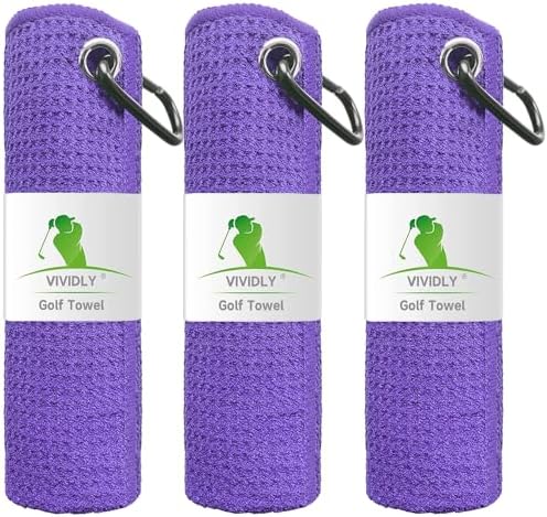 3 Pack 16"x16" Waffle Microfiber Golf Towels by VIVIDLY
