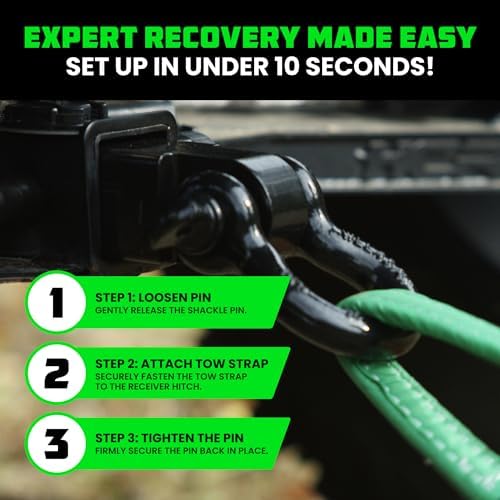 Rhino USA Recovery Combo Kit - 20ft Tow Strap & Hitch Receiver - Image 5